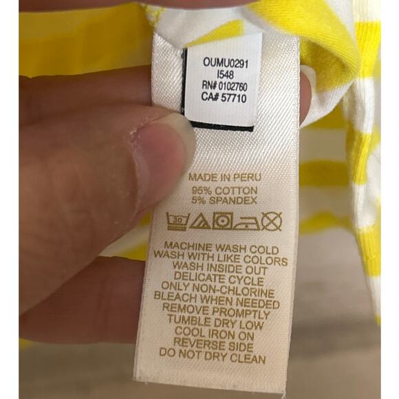 Kate Spade Women’s Medium Devon Yellow White Striped Bow Tie 3/4 Sleeve Top - Picture 7 of 7